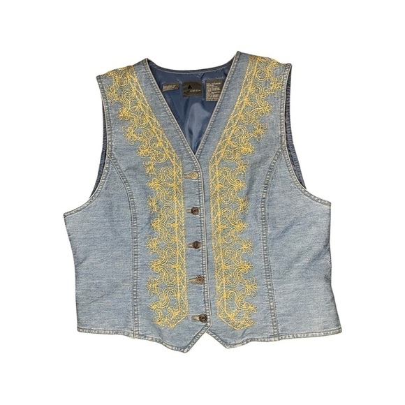 Vintage Lizwear Denim Vest | Western Boho 90s Y2K Vibes | Size Large - Picture 1 of 10